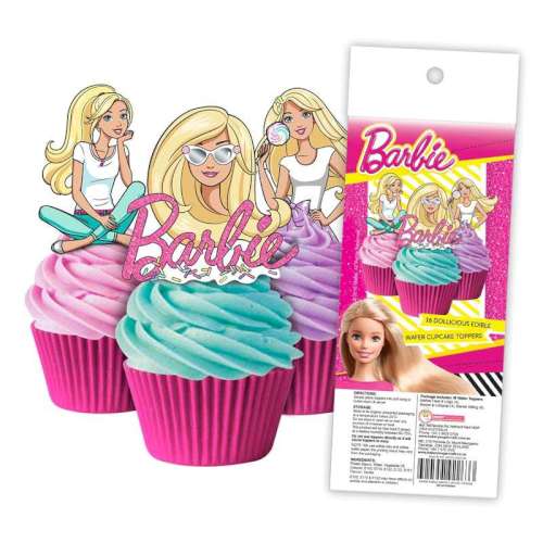 Edible Wafer Paper Cupcake Decorations - Barbie - Click Image to Close